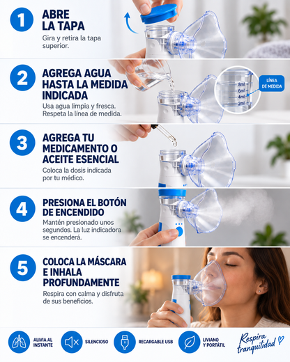 NEBULIZADOR PORTATIL ADULTOS Y NIÑOS