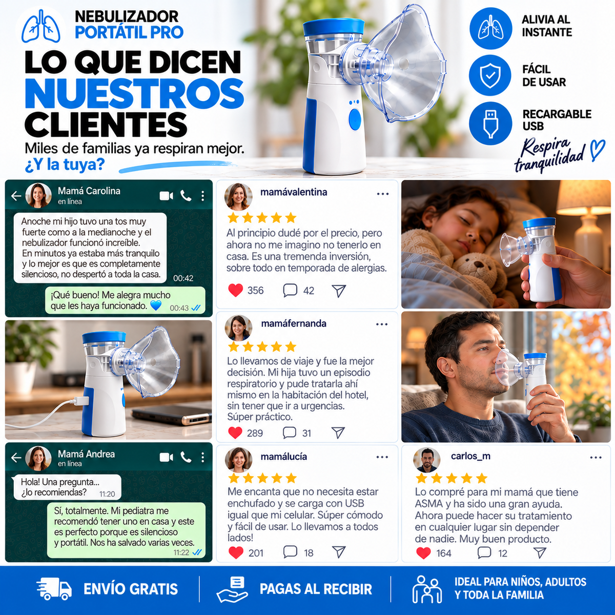NEBULIZADOR PORTATIL ADULTOS Y NIÑOS