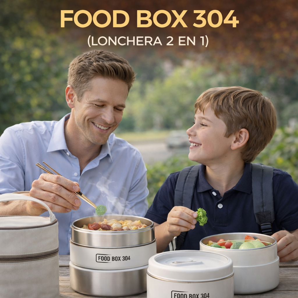 FOODBOX 304 (Lonchera acero 304, 2 En 1 )